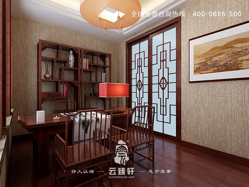 已經(jīng)不能再簡(jiǎn)約的中式書房裝修效果圖