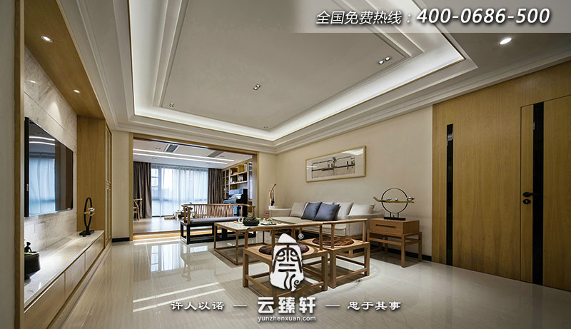 禪意客廳內(nèi)外互相串連的趣味場(chǎng)景，寬敞優(yōu)雅