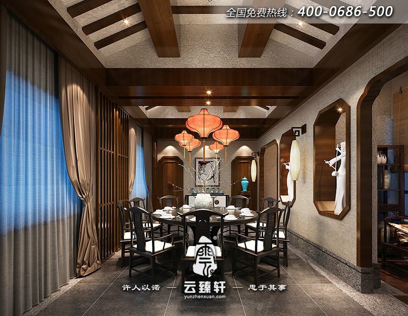禪意茶樓會所就餐區(qū)裝修