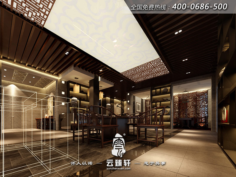 中式茶樓大堂設(shè)計(jì)效果圖