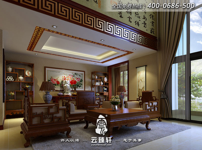 中式現(xiàn)代簡(jiǎn)約效果圖客廳