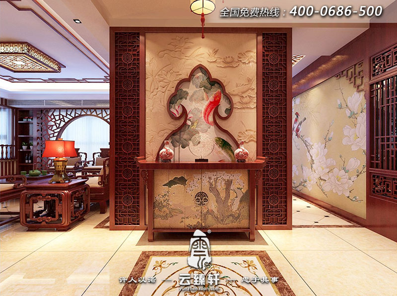 中式客廳玄關(guān)裝修風水效果圖