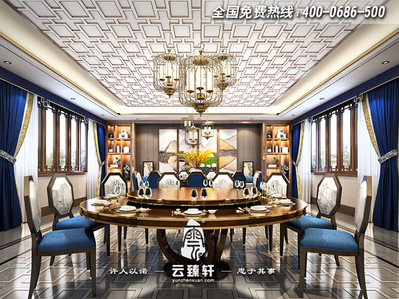 新中式會所宴會廳設(shè)計(jì)效果圖