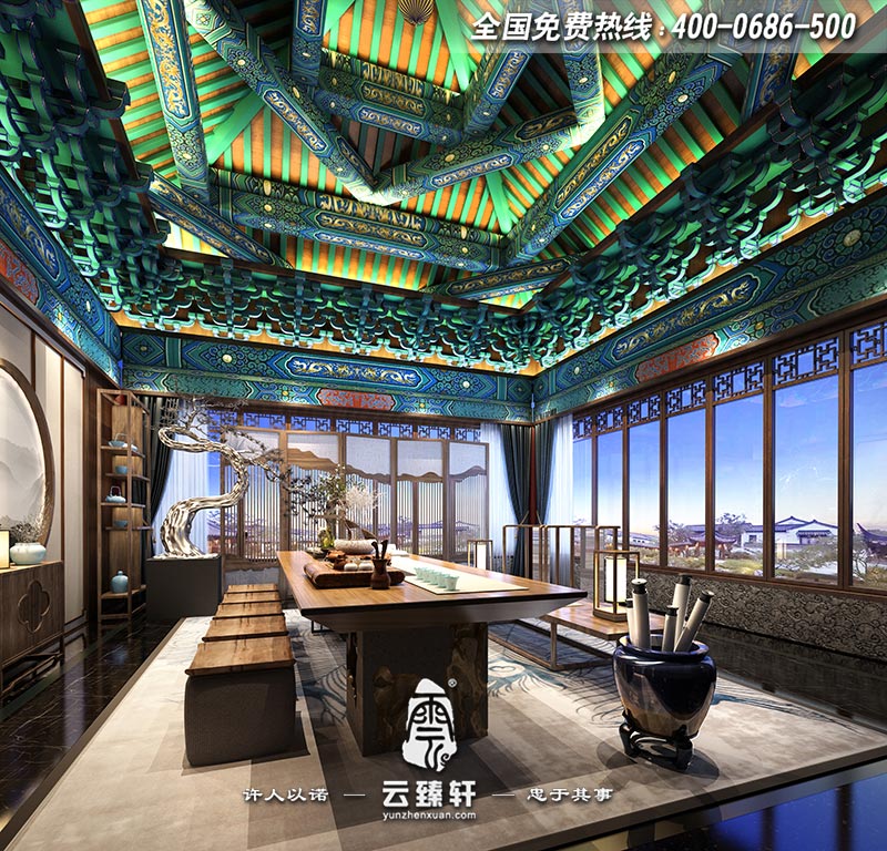 新中式會所茶室設(shè)計(jì)效果圖