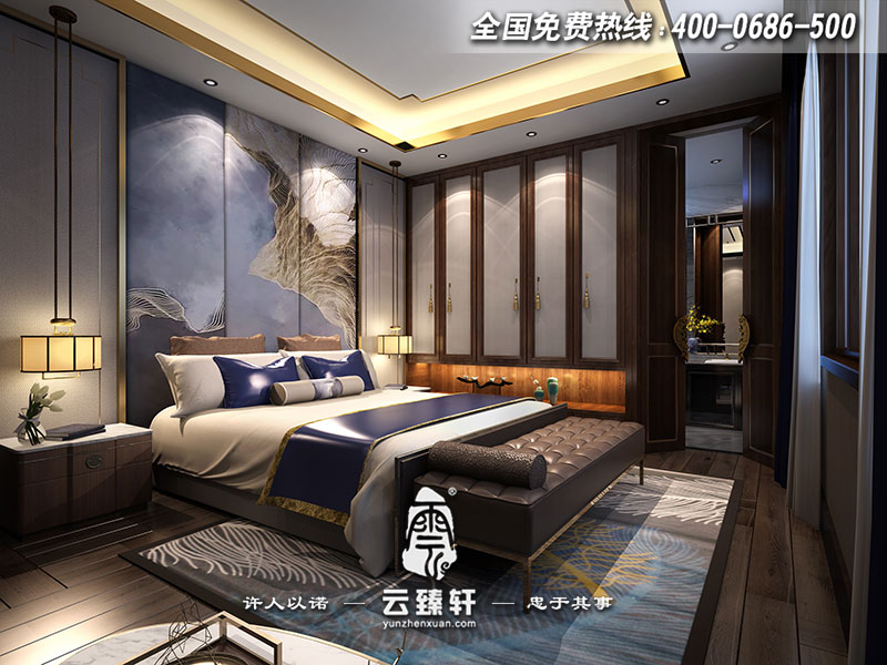 新中式會所休息區(qū)臥房設(shè)計(jì)效果圖