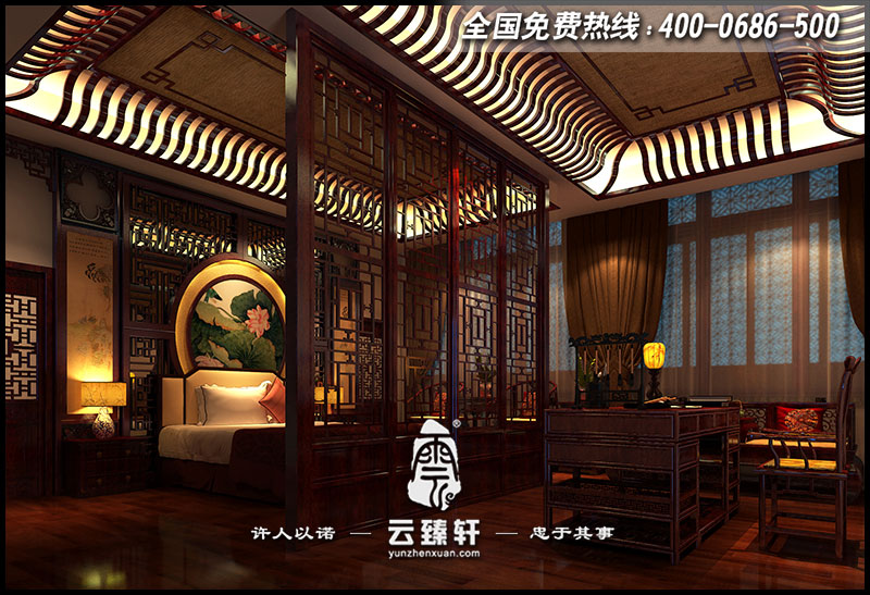 會所中式設(shè)計臥室效果圖